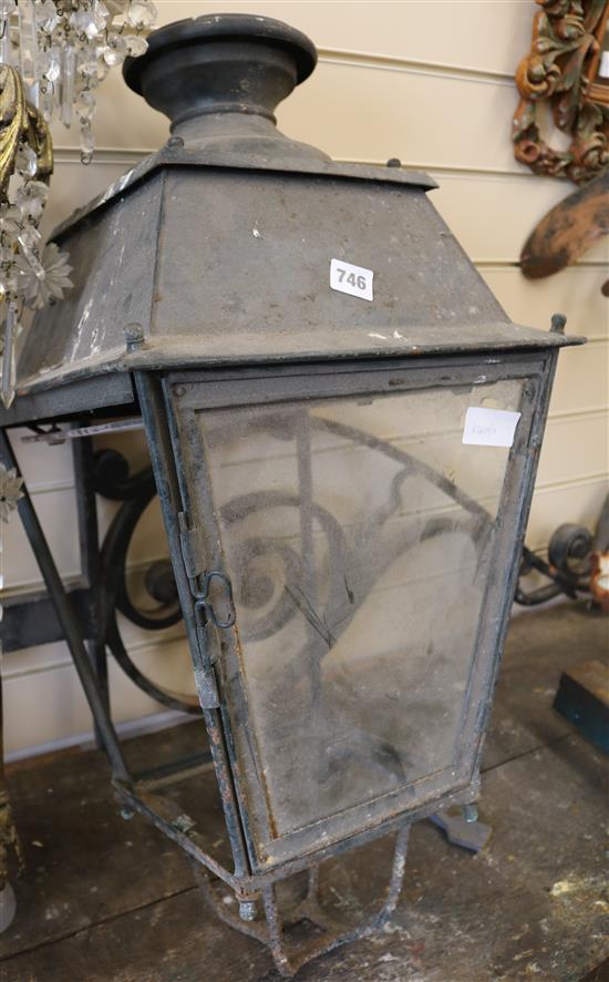 A lantern and wall bracket, W.36cm
